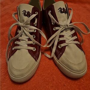 South Carolina Gamecocks Stylish Men's Red and White Canvas Sneakers